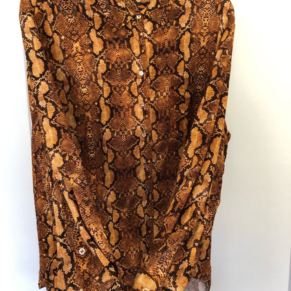 Zara Button Down Shirt Size Xl, Python Print. - image 2